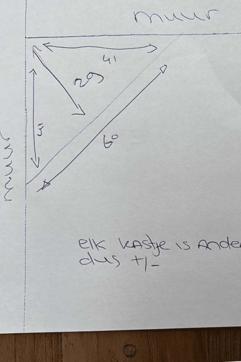 Tekening hoekkastje