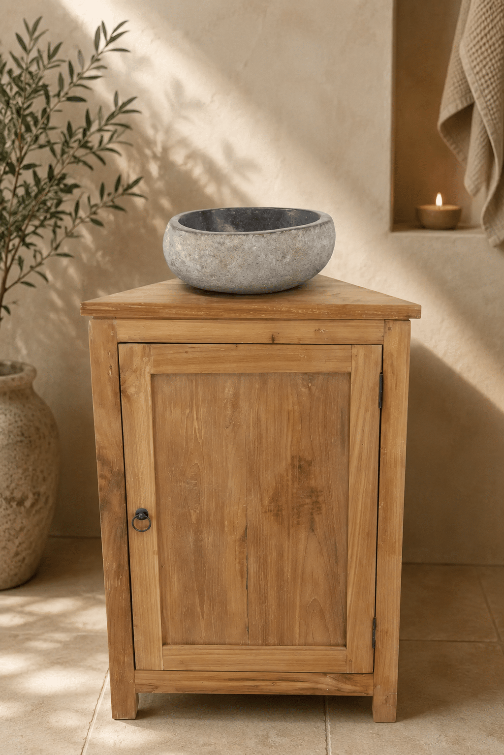 Toilet hoekkastje teak hout Toilet hoekkastje teak hout