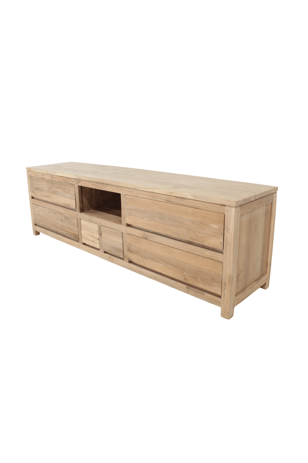 teak houten strak tv meubel met lades 200 cm