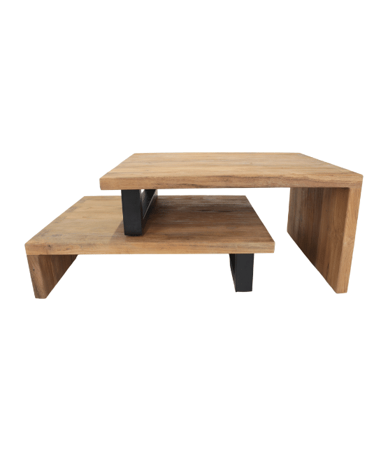 Uittrekbare salontafel teak hout