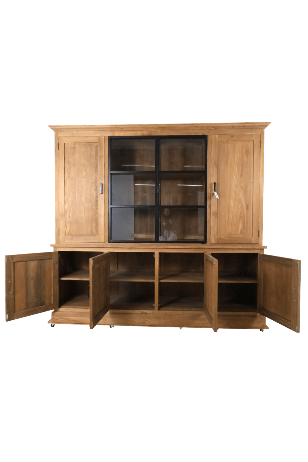 Vitrinekast 240 cm met metalen deuren smooth