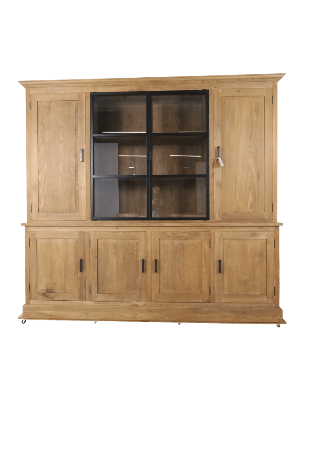 Vitrinekast 240 cm met metalen deuren smooth