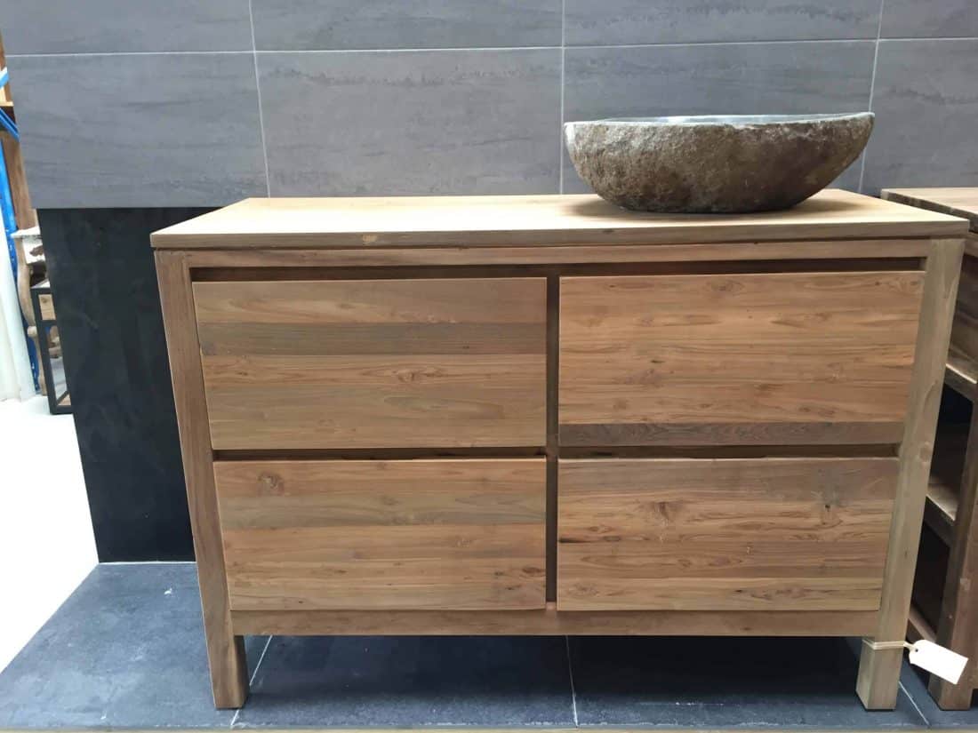 badkamer kast met lade teak hout