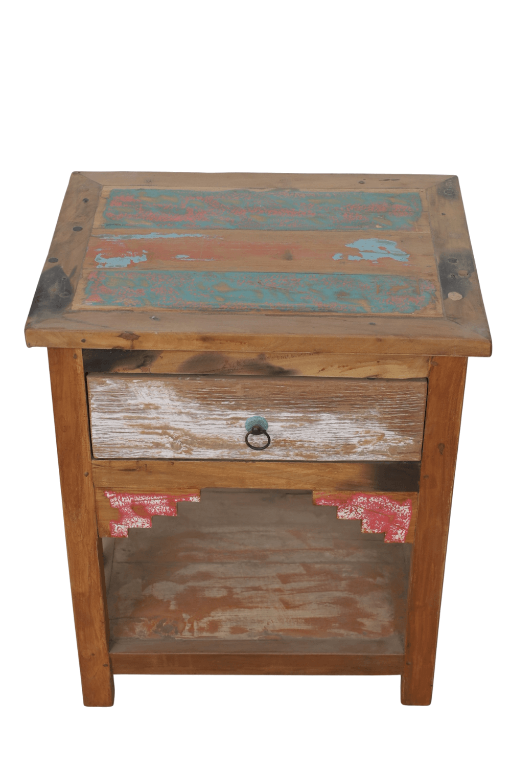 gekleurd boten houten nachtkastje 50x40x60 cm