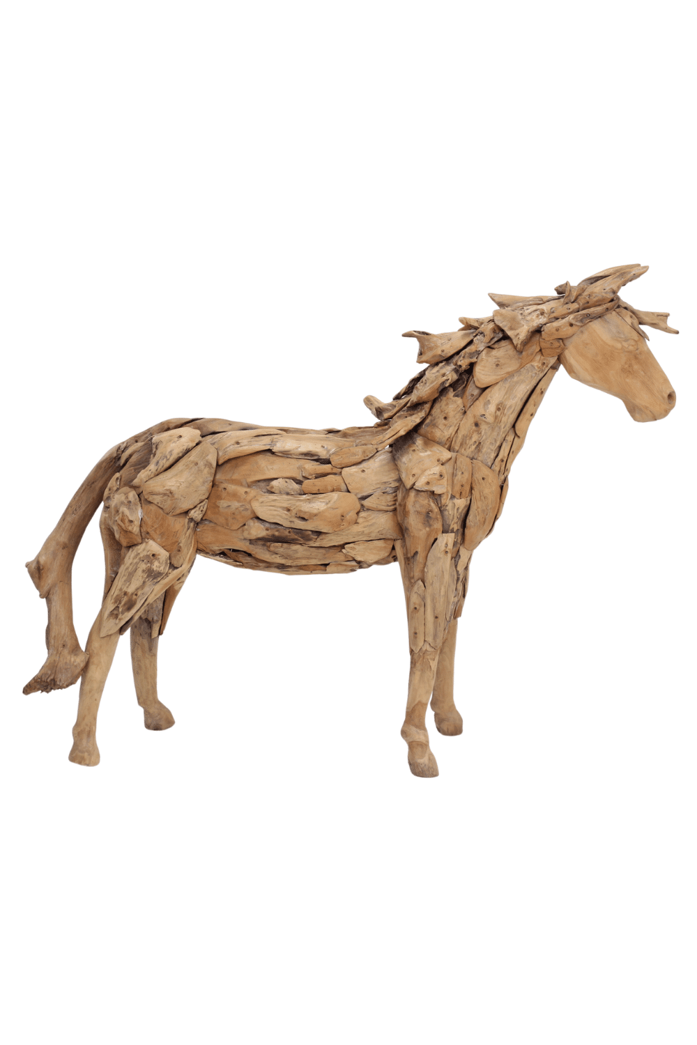 beeld van een paard veulen van teak hout