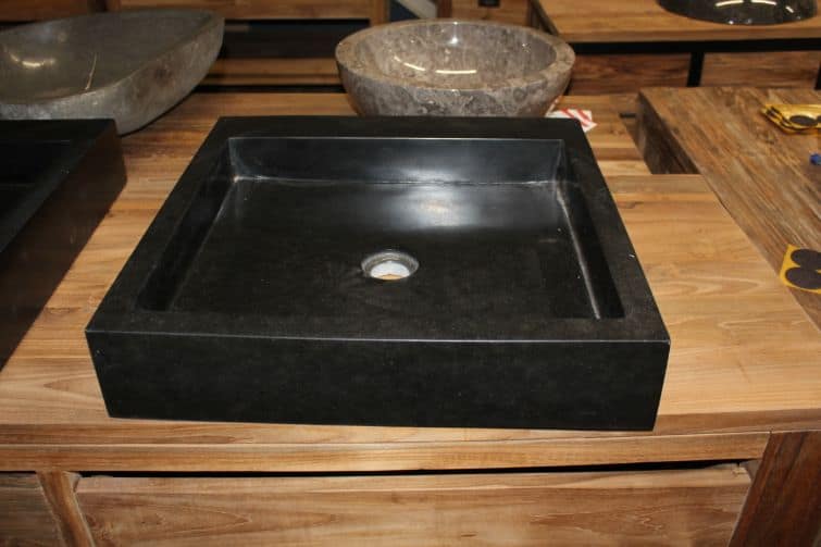 Zwart Vierk Wasbak Zonder Kraangat E185 Basalt 50x50x10h 3