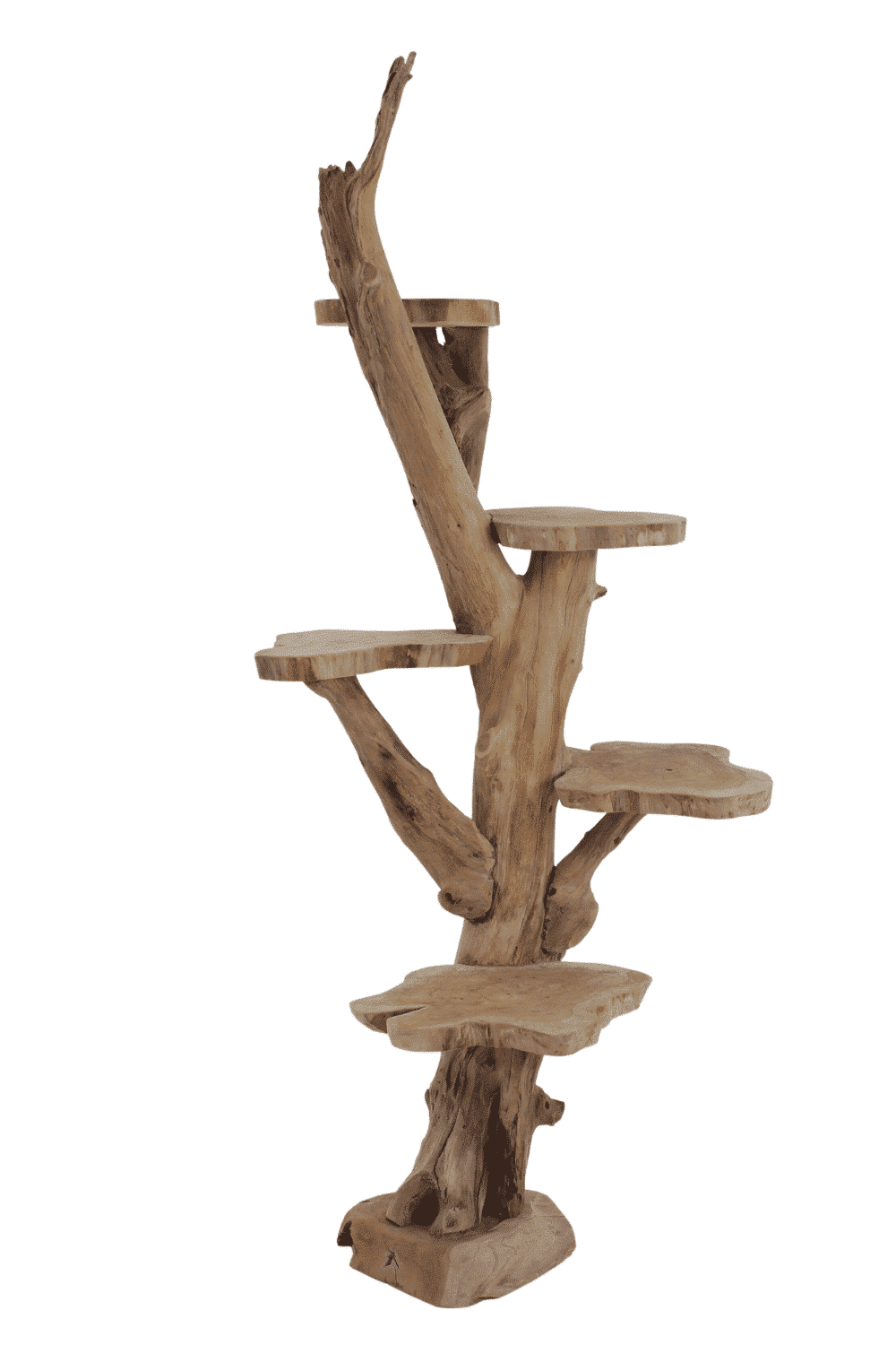 teak houten kattenpaal etagere plantentafel