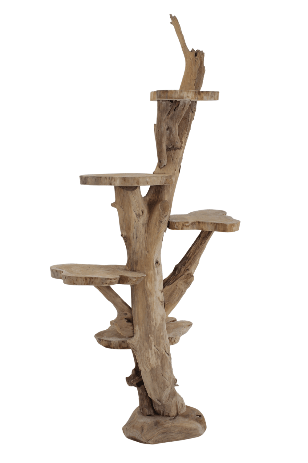 teak houten kattenpaal etagere plantentafel