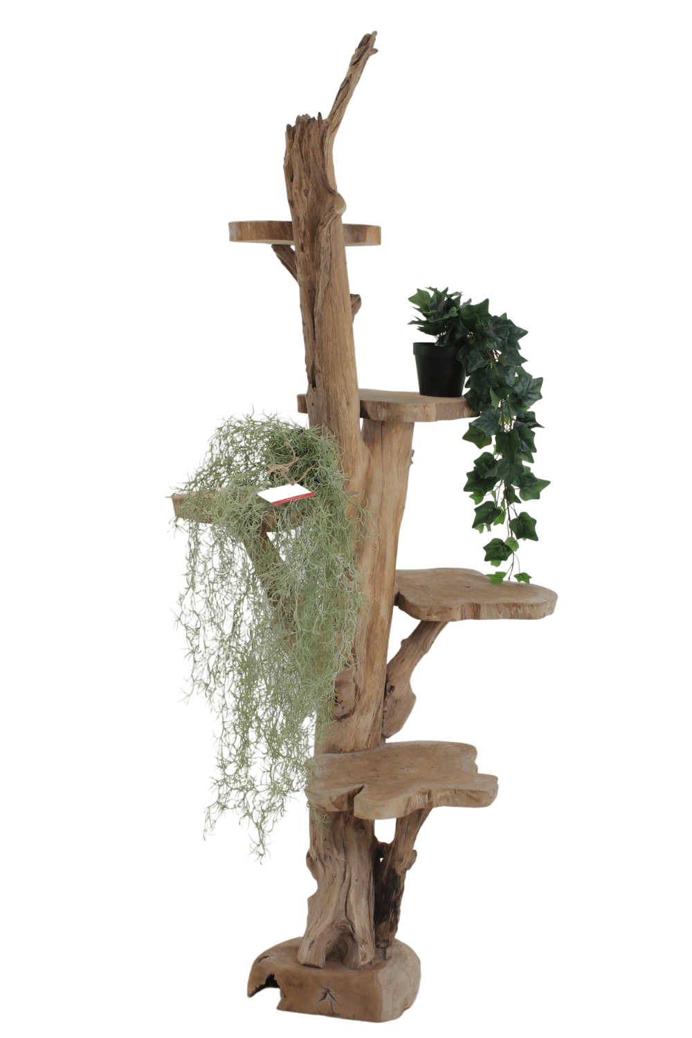 teak houten kattenpaal etagere plantentafel
