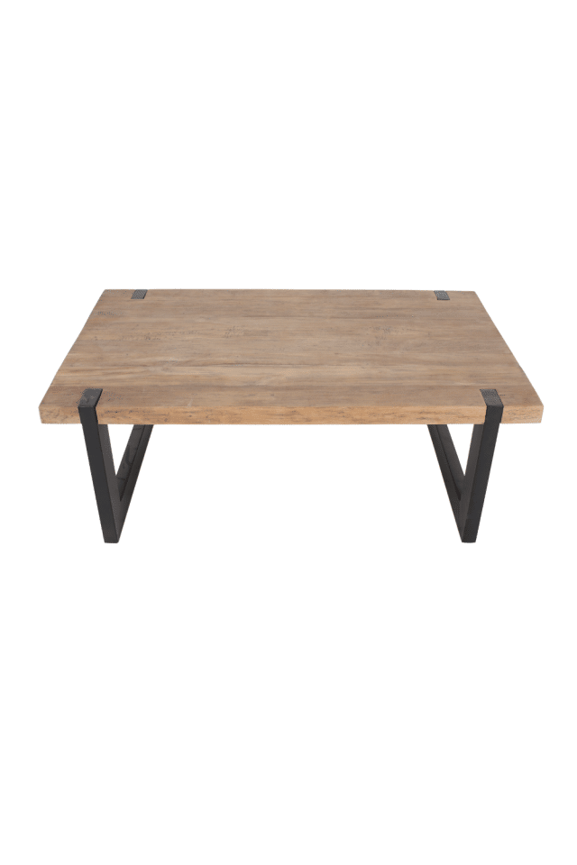 stoere industriële salontafel hout met metaal