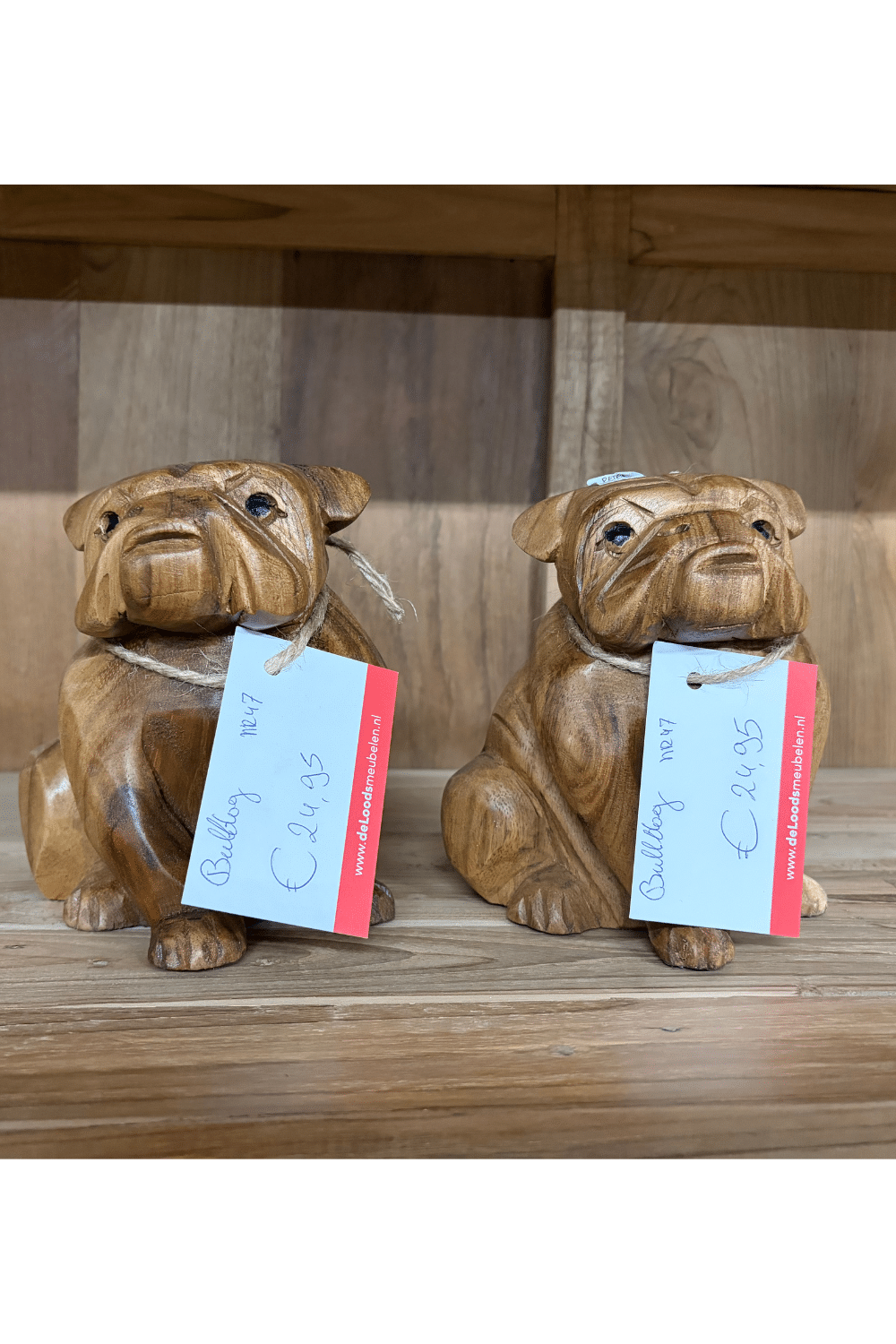houten engelse bulldog beeld 13x15 cm