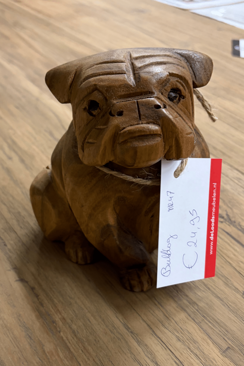 houten engelse bulldog beeld 13x15 cm