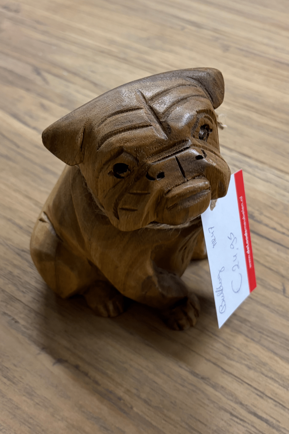 houten engelse bulldog beeld 13x15 cm