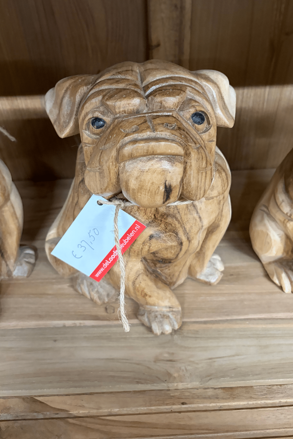 houten engelse bulldog beeld 20x26 cm
