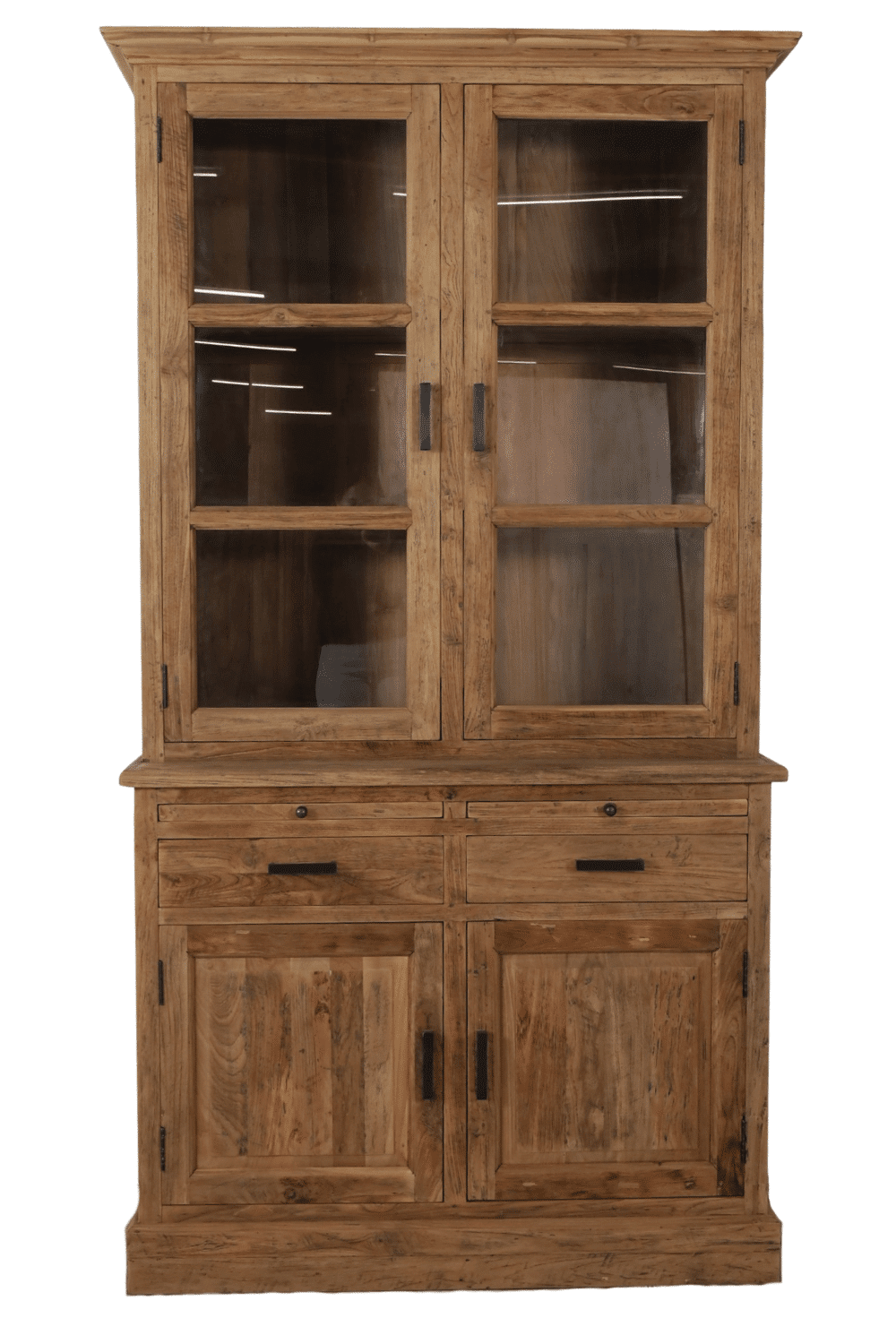 kleine teakhouten vitrinekast landelijk rural 120x53x219 cm