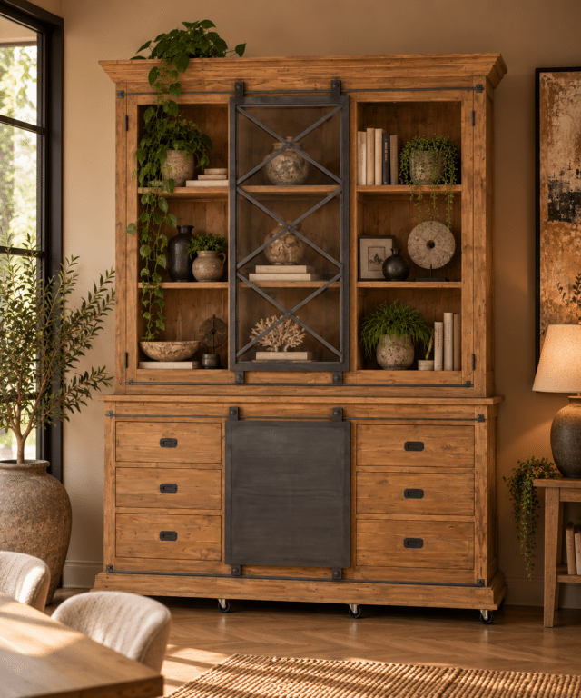 Rustieke houten kast in warm interieur