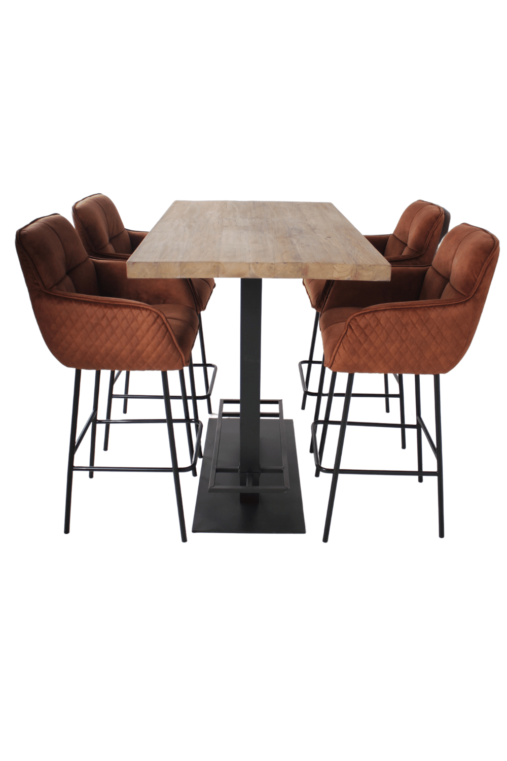 houten bar tafel met metalen onderstel voor horeca