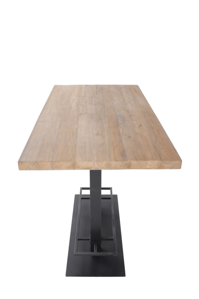 teak houten bar tafel met metalen onderstel stoere bartafel