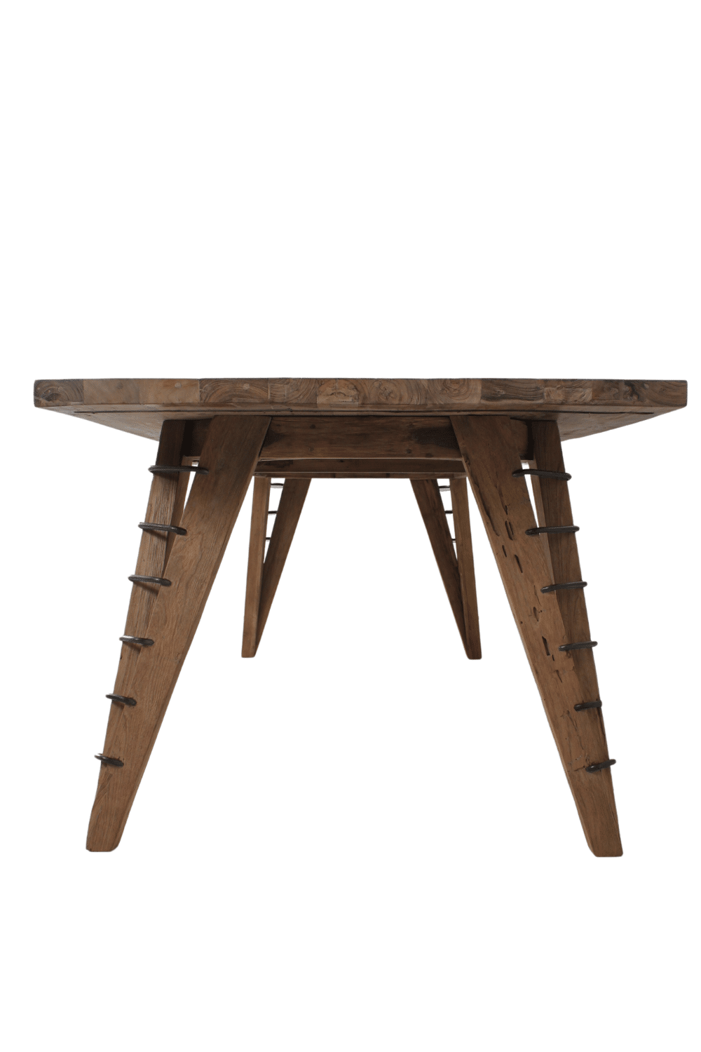 stoere eettafel 250 ruw hout teak houten eettafel dik blad