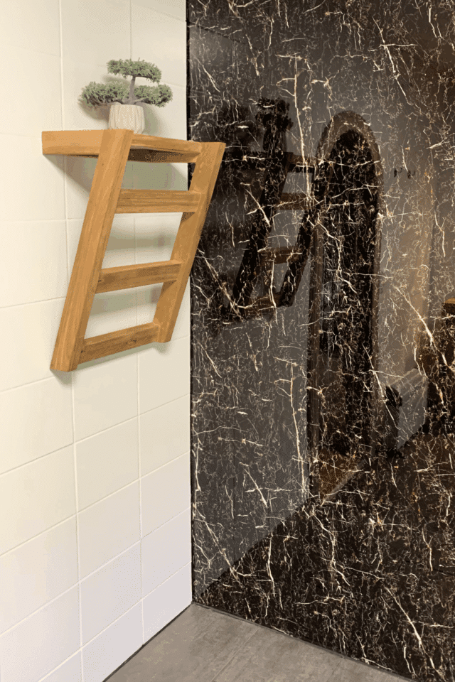 Teak houten handdoekenrek