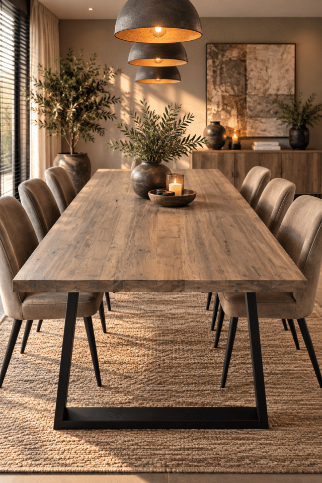 Teak houten eettafel met metalen poten