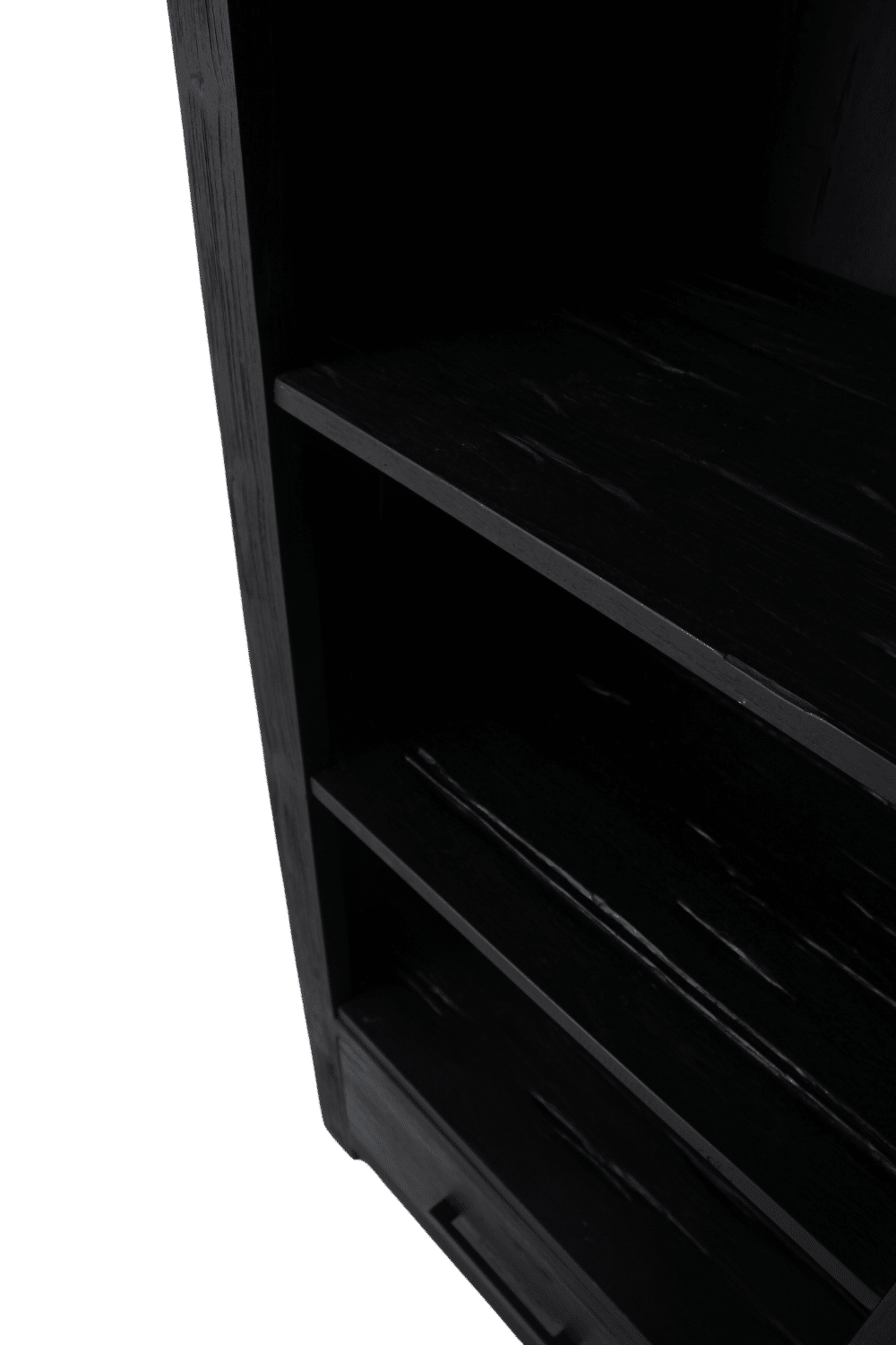smalle zwarten boekenkast met lade