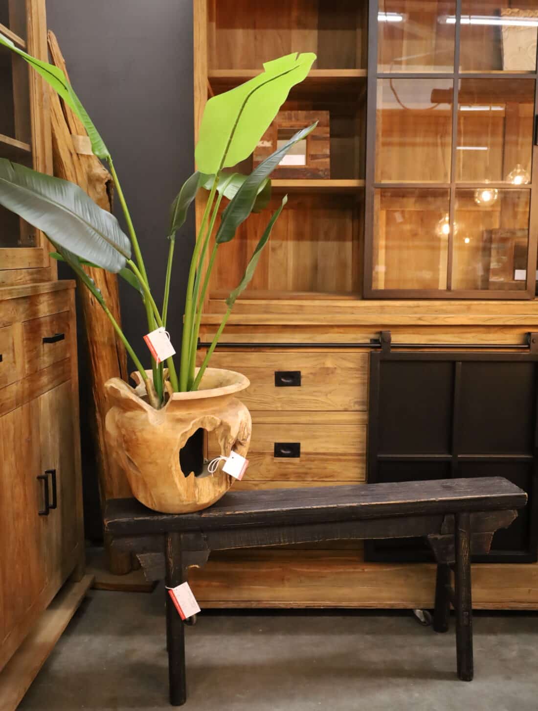 wortel teak houten vaas