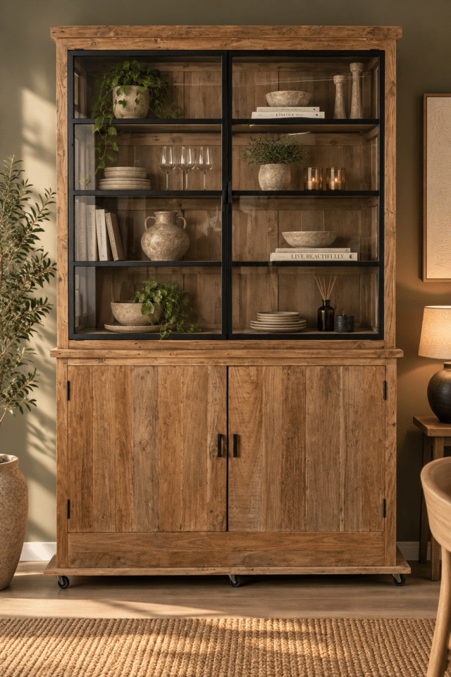teak-houten-vitrinekast-opbergkast-landelijk-met-metalen-deuren-rural-140x53x219-cm