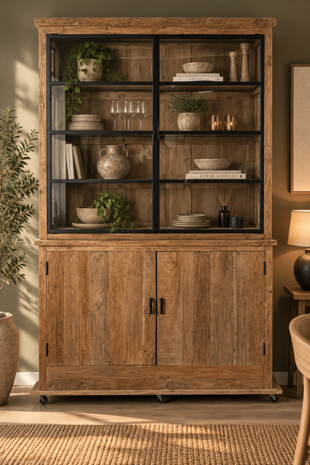 teak-houten-vitrinekast-opbergkast-landelijk-met-metalen-deuren-rural-140x53x219-cm