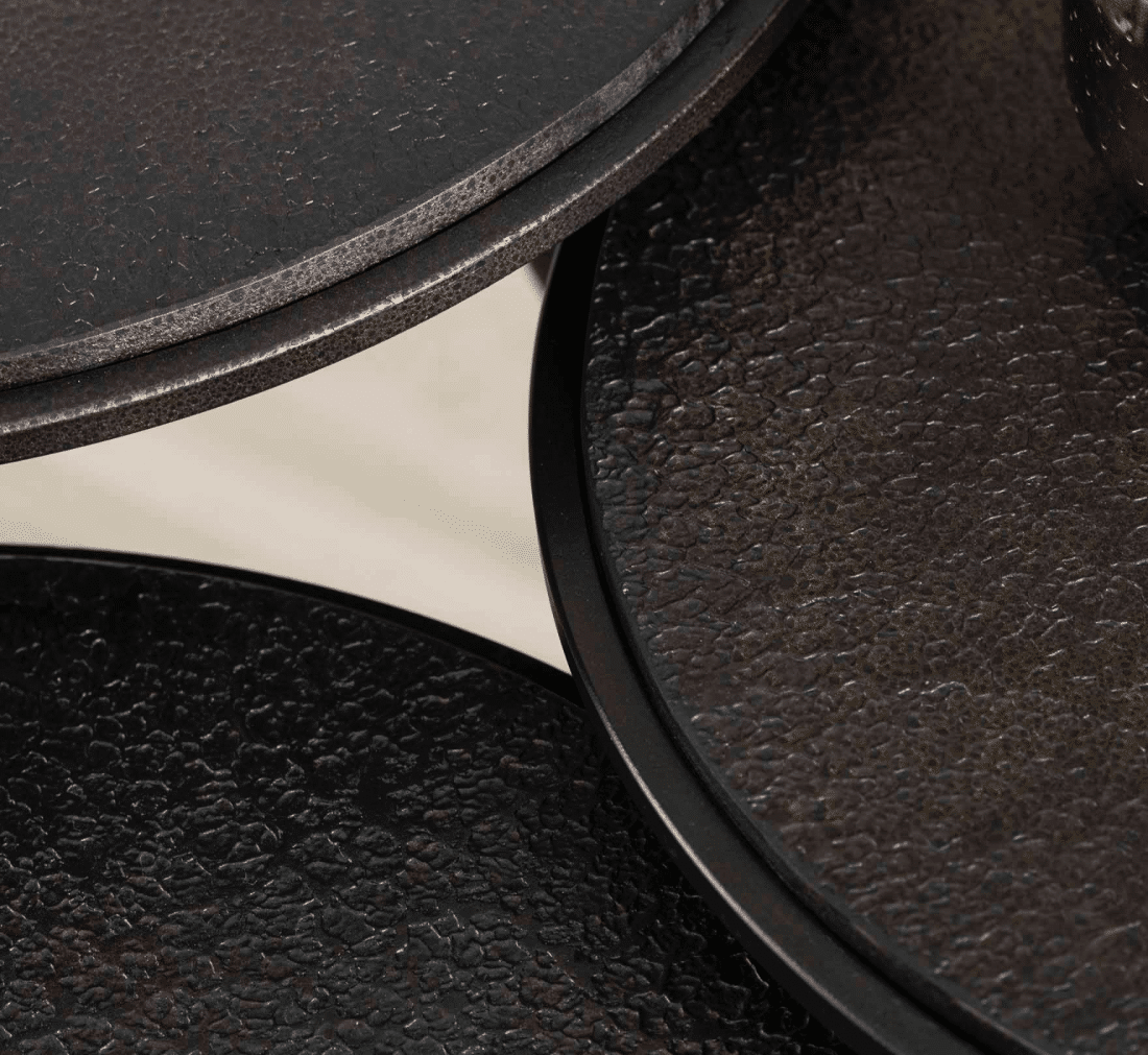 Salontafel setje van 3 zwarte ronde tafeltjes