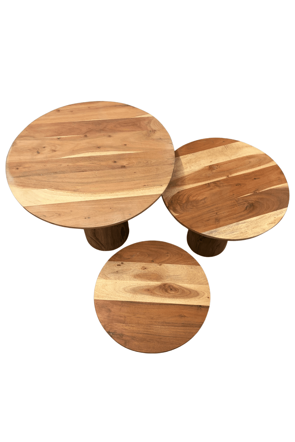 Set van 3 acacia houten salontafels