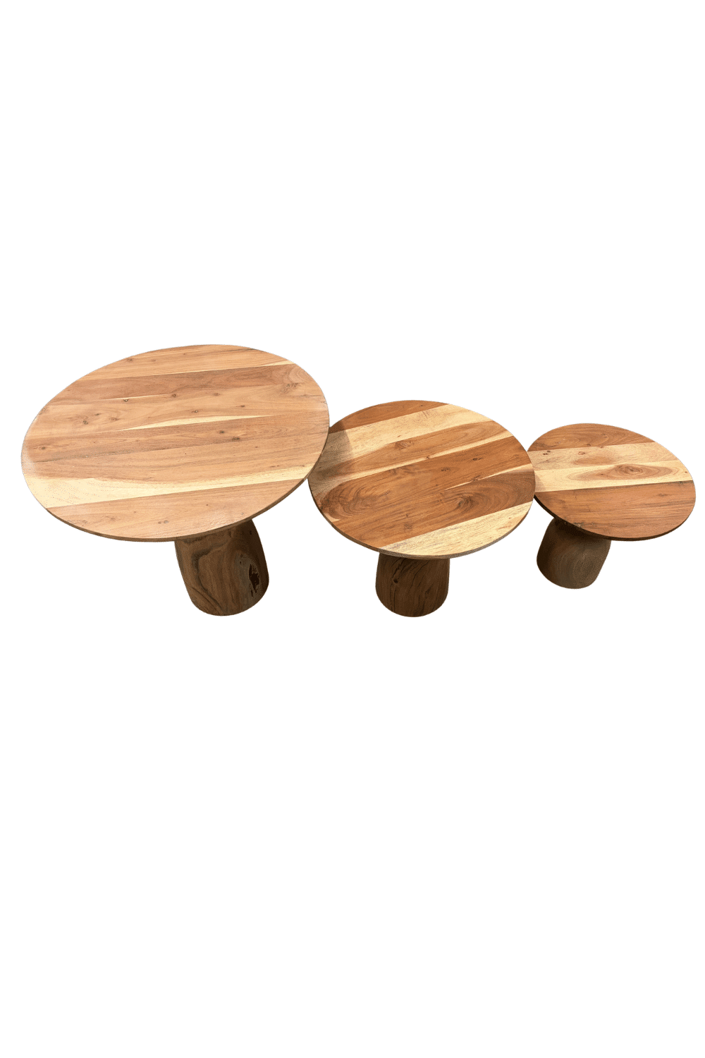 Set van 3 acacia houten salontafels