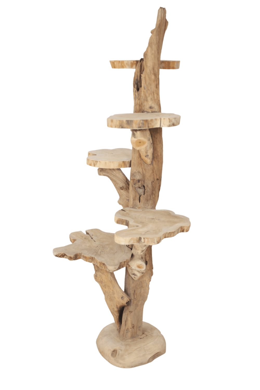 etagere van teak hout speelse plantentafel