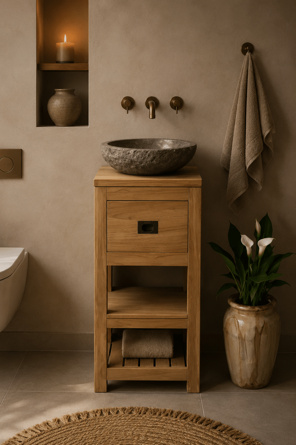 Klein teak houten toilet kastje st3t