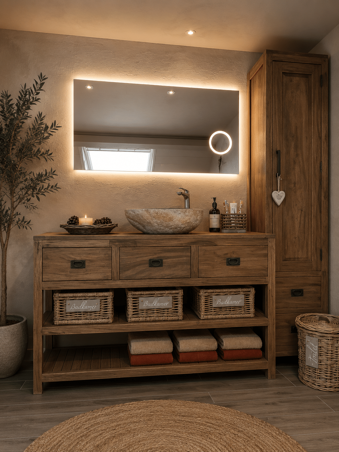 Rustiek teak houten badkamermeubel st3t Rustiek teak houten badkamermeubel st3t