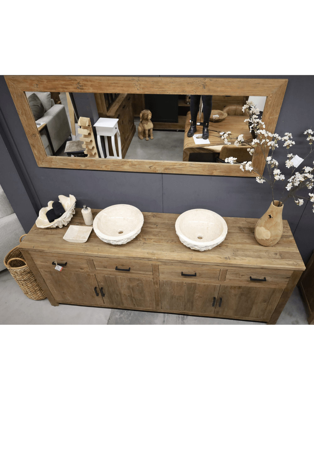 badkamer meubel van teak hout 220 cm