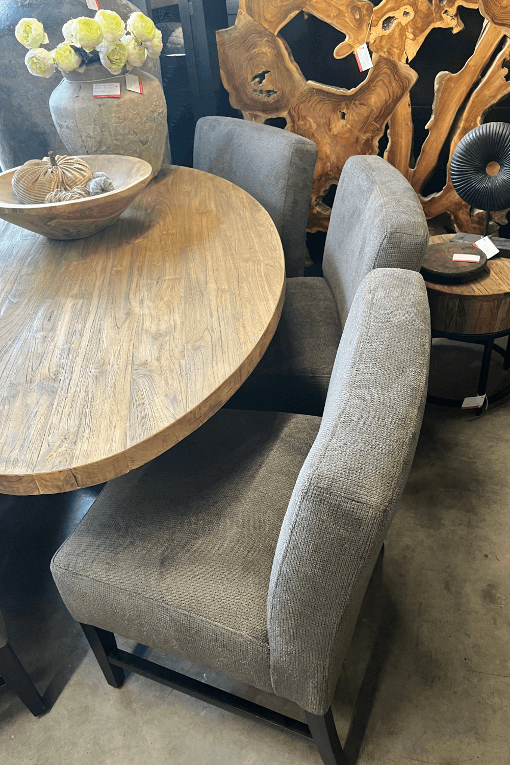 ovale eetkamerbank donker grijs 240 cm