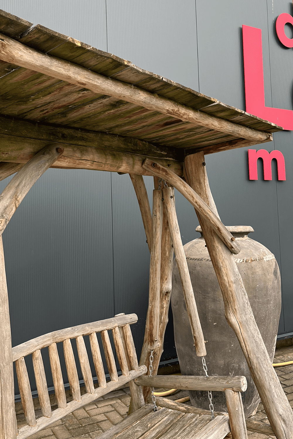 Teak houten schommelbank1