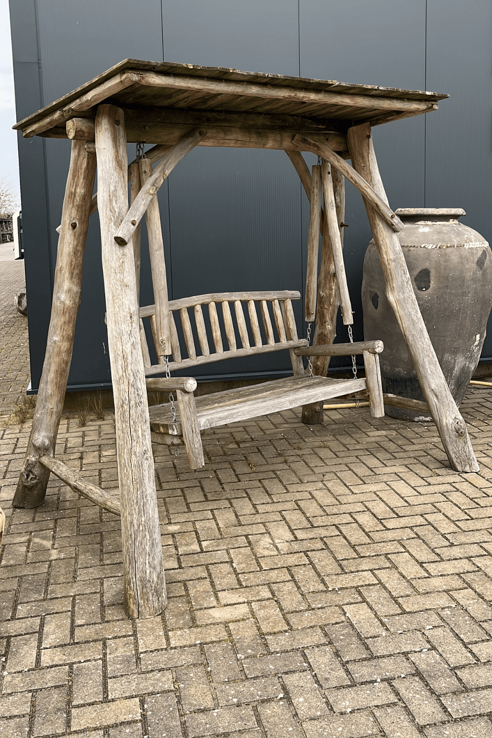 Teak houten schommelbank1