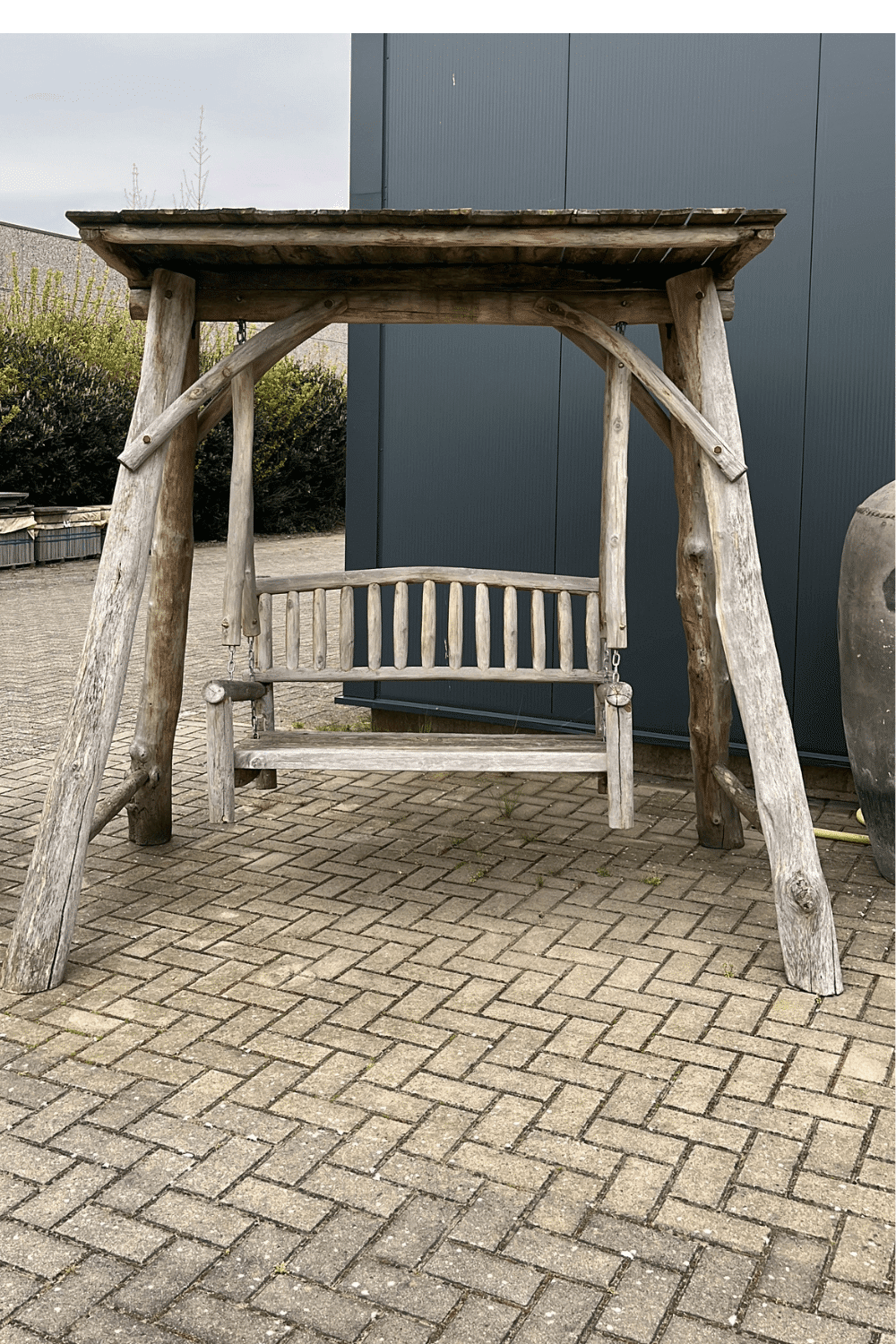 Teak houten schommelbank1