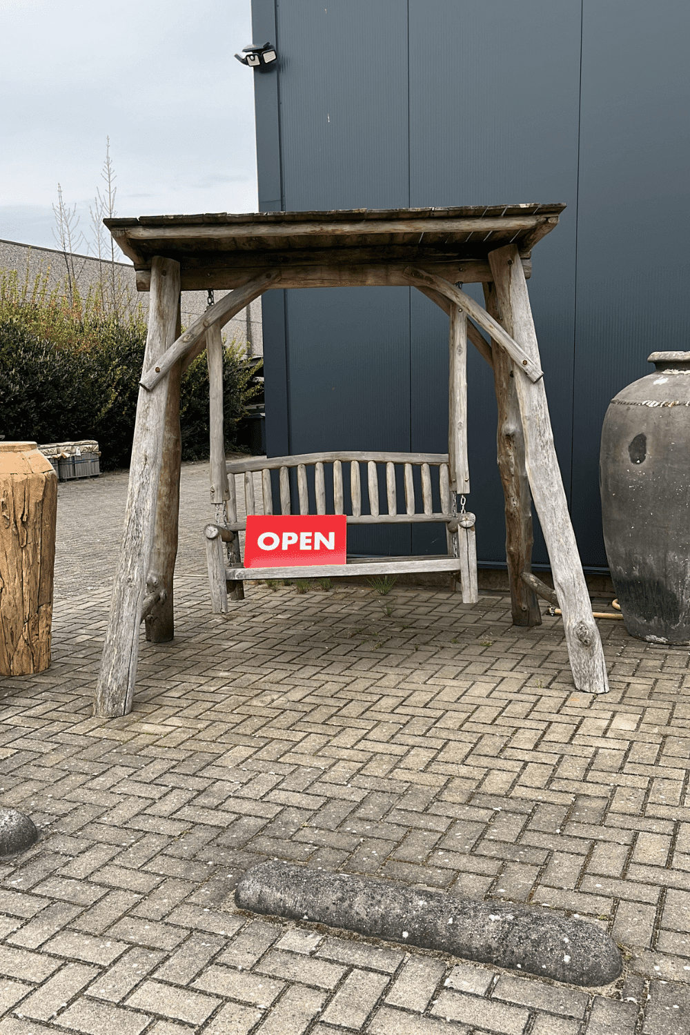 Teak houten schommelbank1