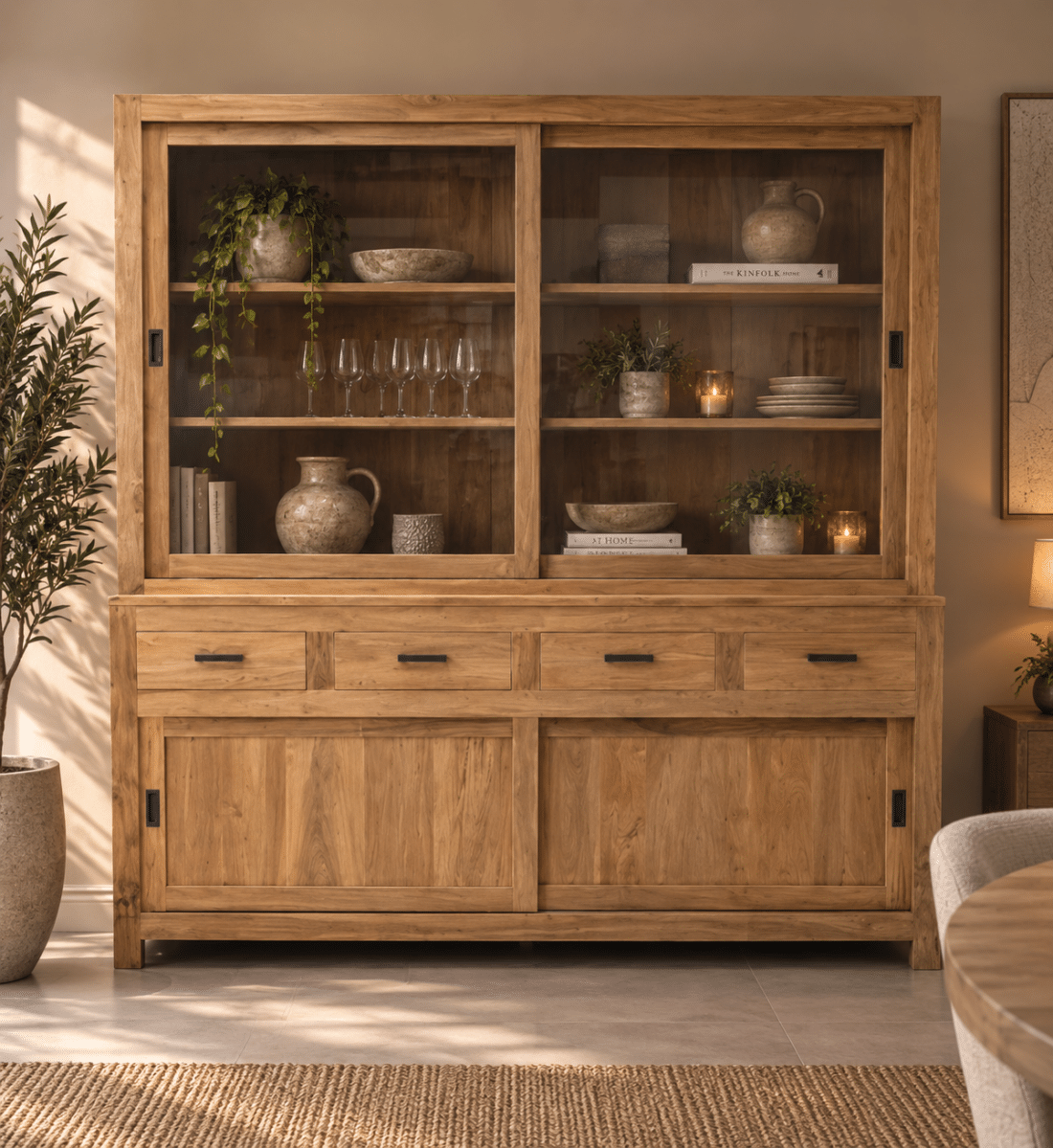 teak houten vitrine kast sctr-220