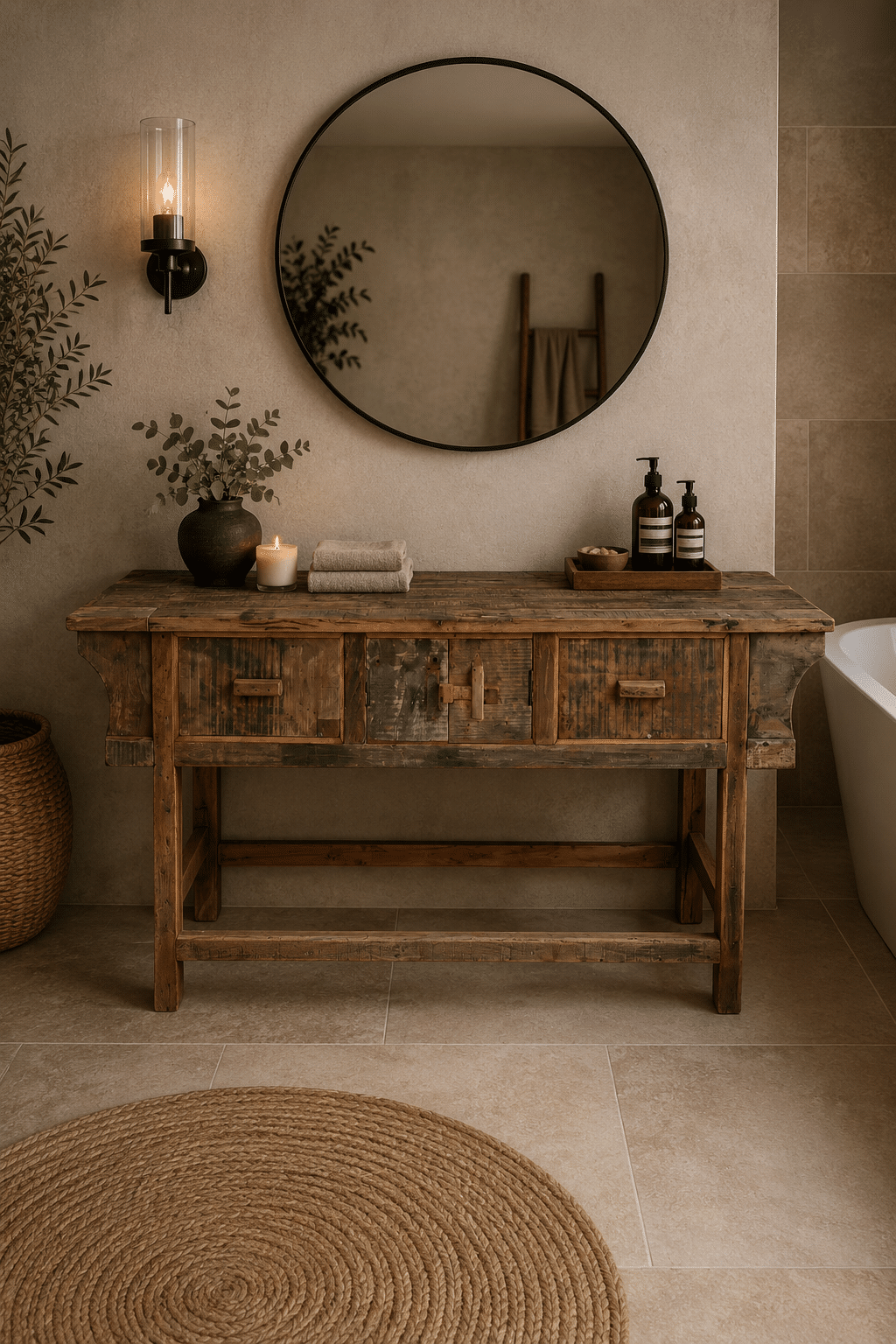 Oud houten sidetable
