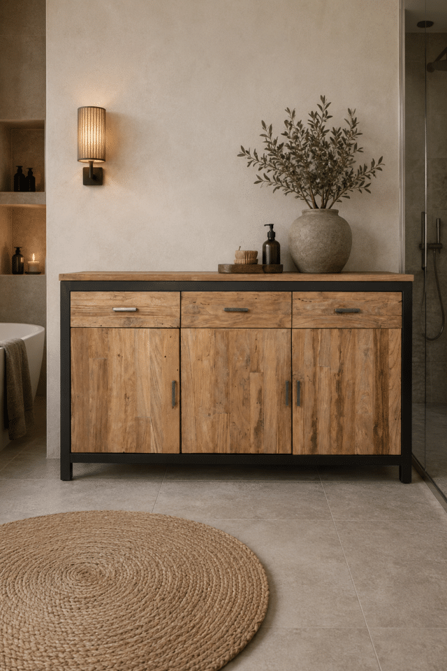 Teak houten badkamermeubel sd erosie