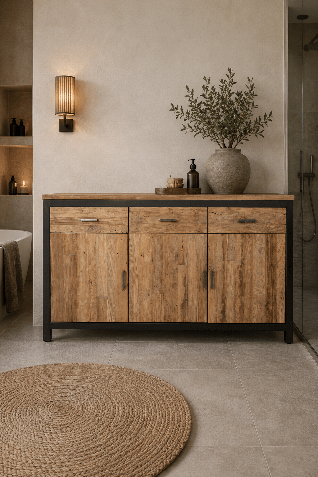 Teak houten badkamermeubel sd erosie