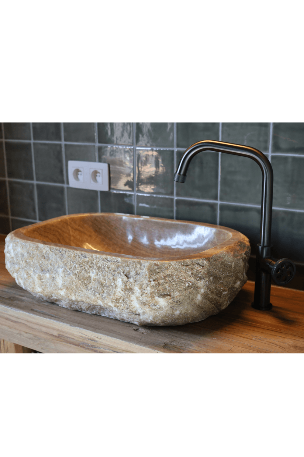 onyx wasbak natuursteen beige wasbom