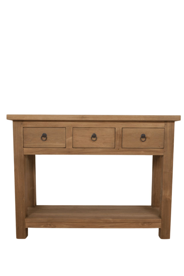 teak houten sidetable met lades 100 cm haltafel wandtafel