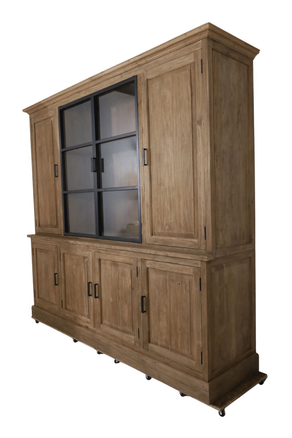 Vitrinekast 240 cm met metalen deuren rural