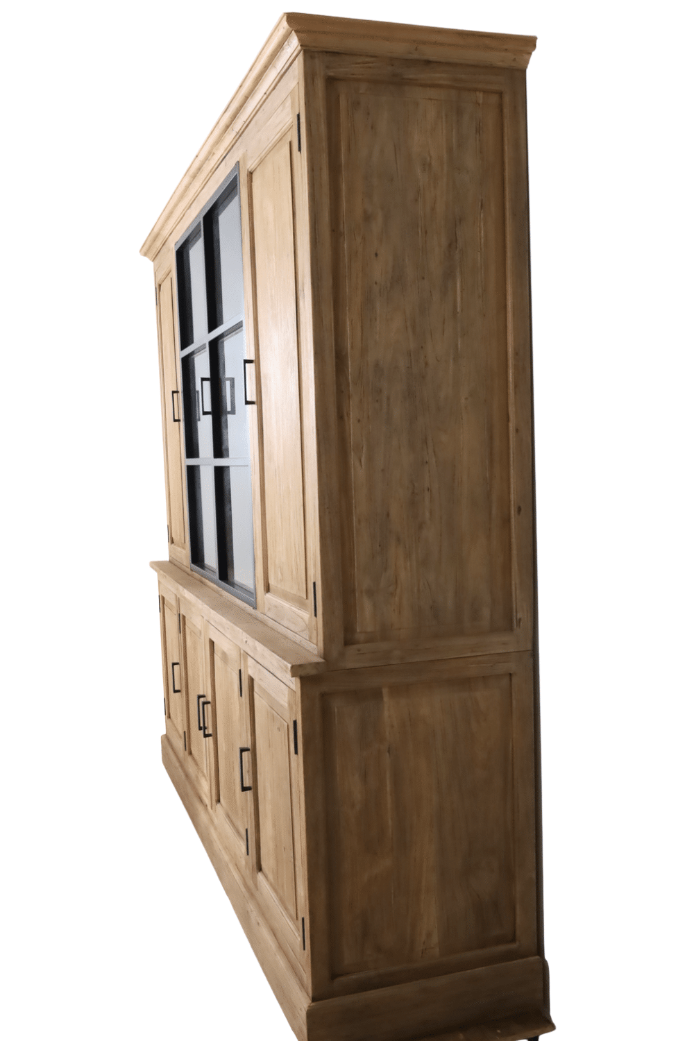 Vitrinekast 240 cm met metalen deuren rural