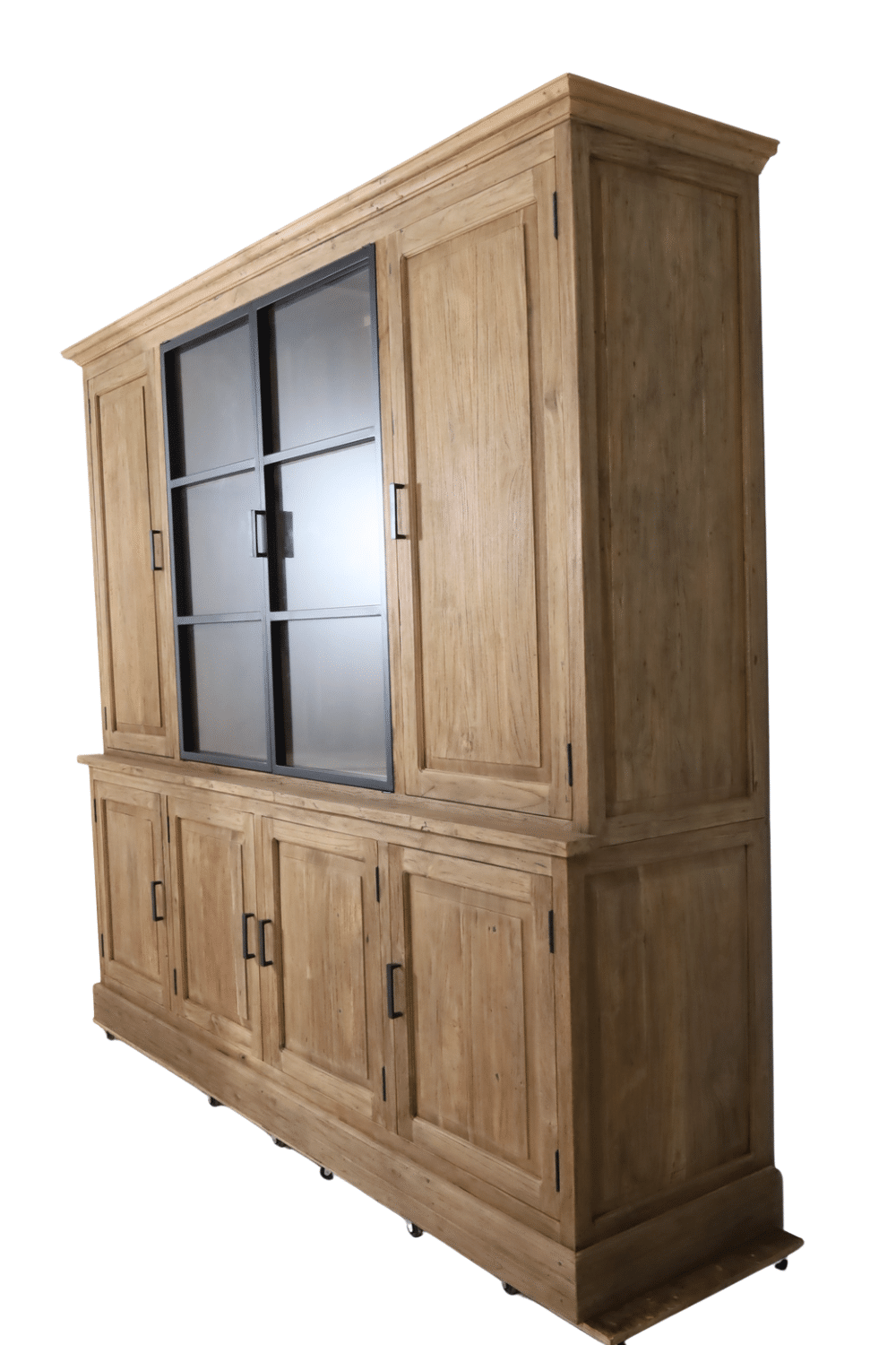 Vitrinekast 240 cm met metalen deuren rural